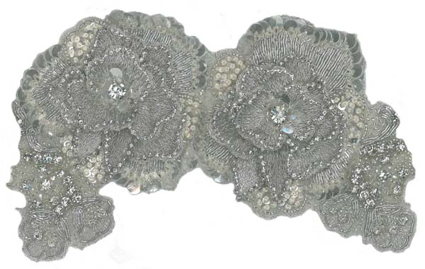 CRYSTAL BEADED MOTIF (SOLD SINGULARLY) - SIL